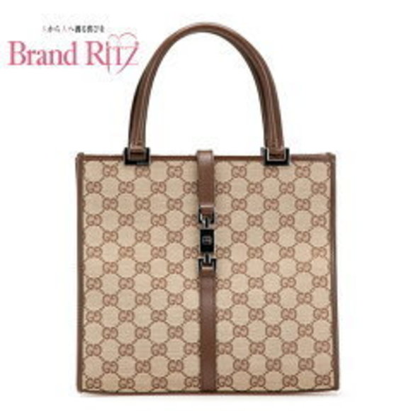 Gucci Handbag Beige Leather Canvas Brown GG Jackie - Picture 1 of 4